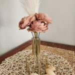 modern transparent vase with gold metal frame
