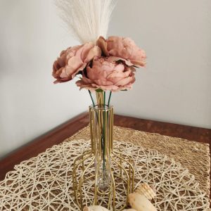modern transparent vase with gold metal frame