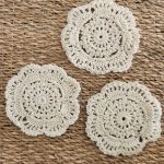 vintage handmade crochet coasters set of 3, natural cream